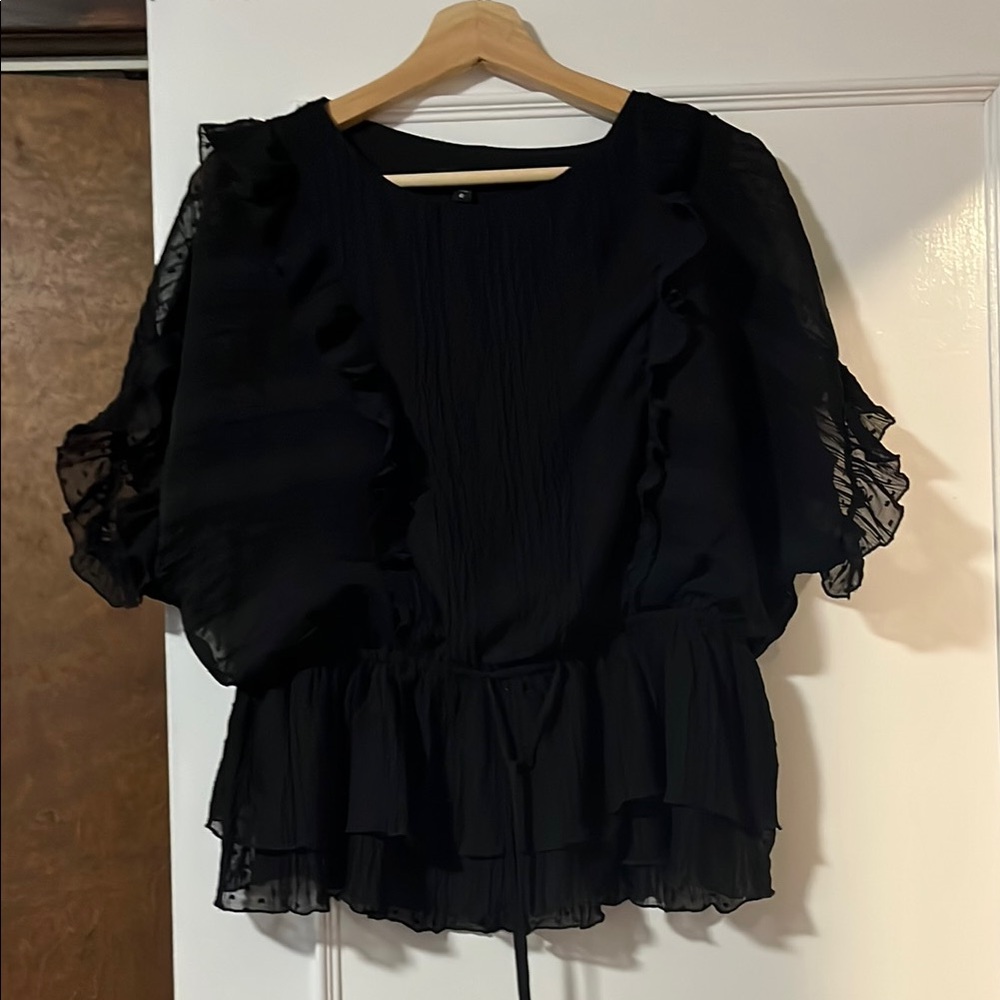 Chic Black Ruffled Blouse